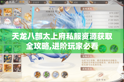 天龙八部太上府私服资源获取全攻略,进阶玩家必看