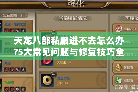 天龙八部私服进不去怎么办?5大常见问题与修复技巧全解析