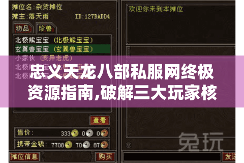 忠义天龙八部私服网终极资源指南,破解三大玩家核心诉求