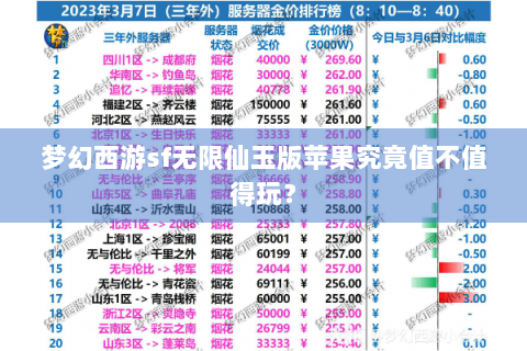 梦幻西游sf无限仙玉版苹果究竟值不值得玩？