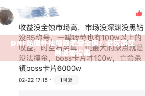 DNF私服外挂刷资源安全吗？老玩家实测避雷指南